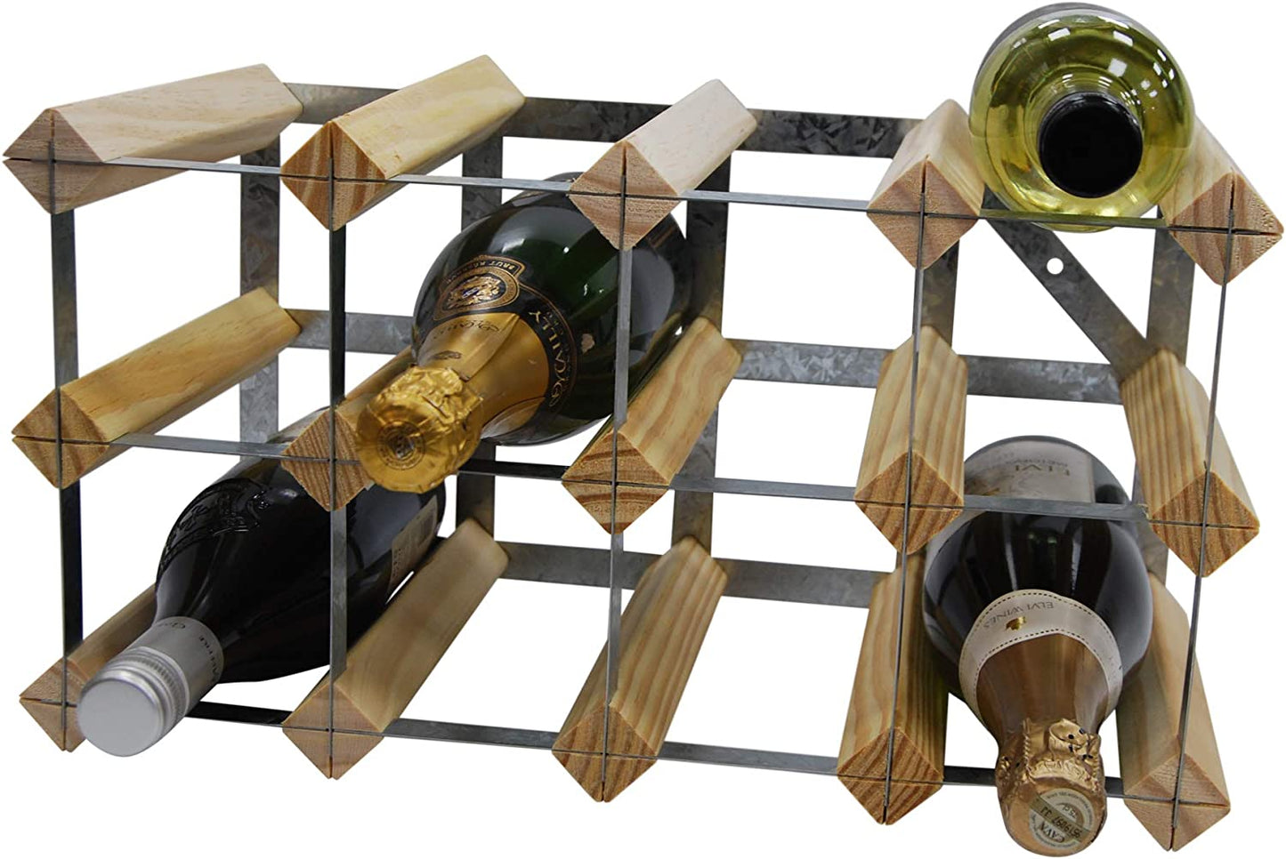 12 Bottle 4X2 Traditional Wine Rack - Fully Assembled - FSC Certified Natural Pine