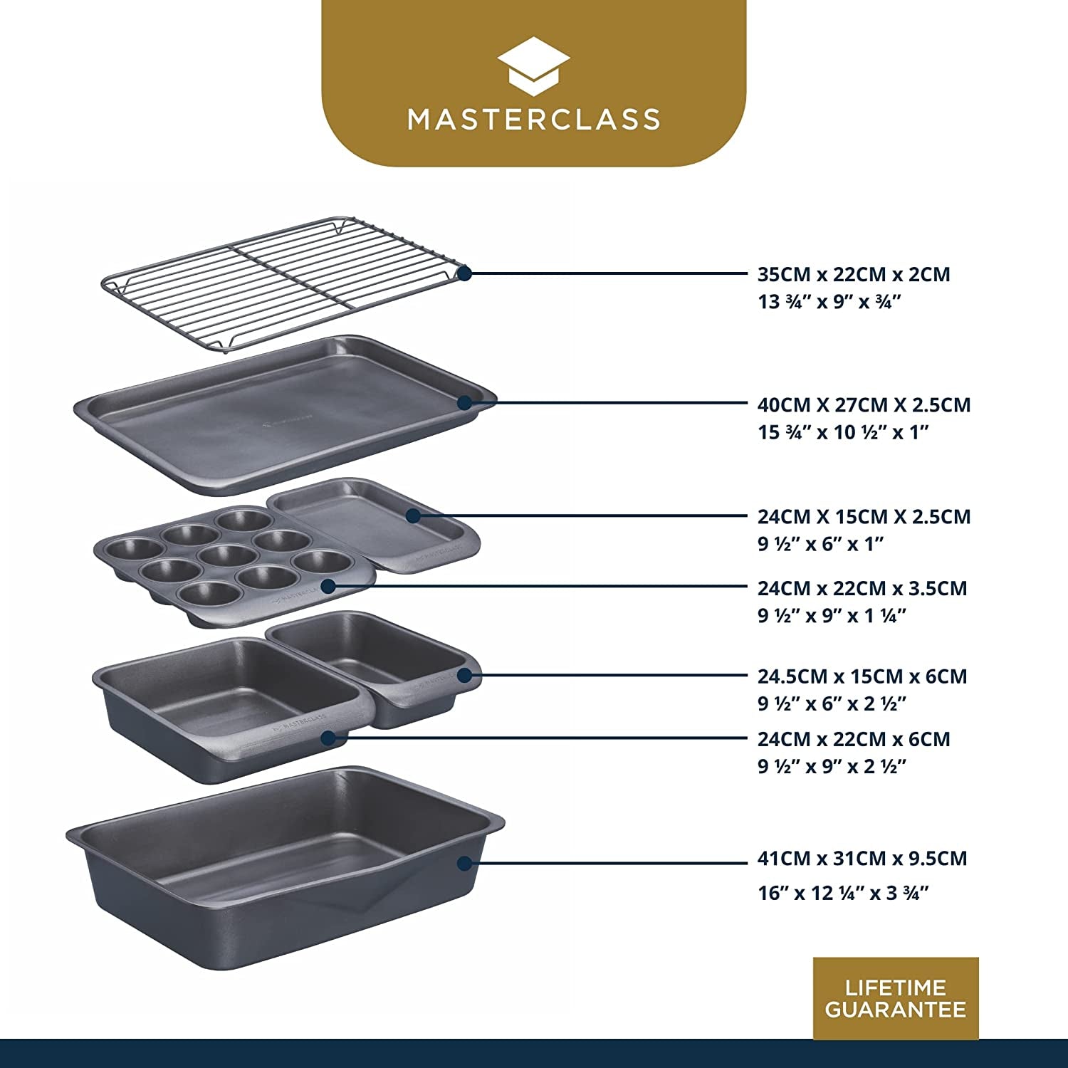 Smart Space Stacking Non-Stick Bakeware Set, 7 Piece Baking Trays, Gift Boxed