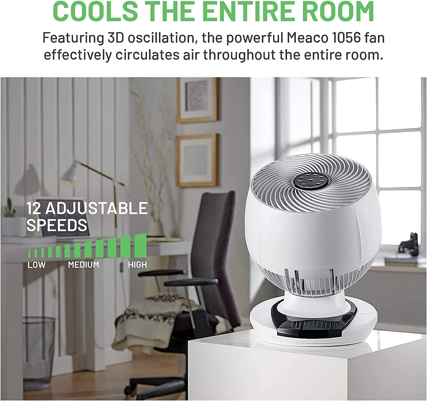 fan 1056 Air Circulator Award-Winning, Super-Quiet, Energy-Efficient Desk Fan for Bedroom and General Home Use [Energy Class A]