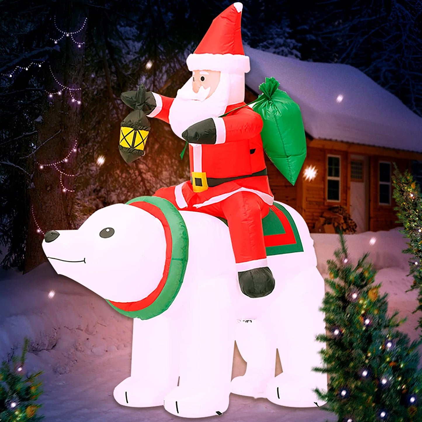 6 FT Christmas Inflatable Decoration Santa Riding Bear with Gift Bag,Led Lights Holiday Blow up Yard Decoration,For Holiday Xmas Party,Indoor,Outdoor,Garden,Yard Lawn Winter Decor