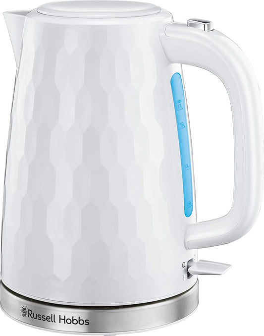 26050 Cordless Electric Kettle - Contemporary Honeycomb Design with Fast Boil and Boil Dry Protection, 1.7 Litre, 3000 W, White