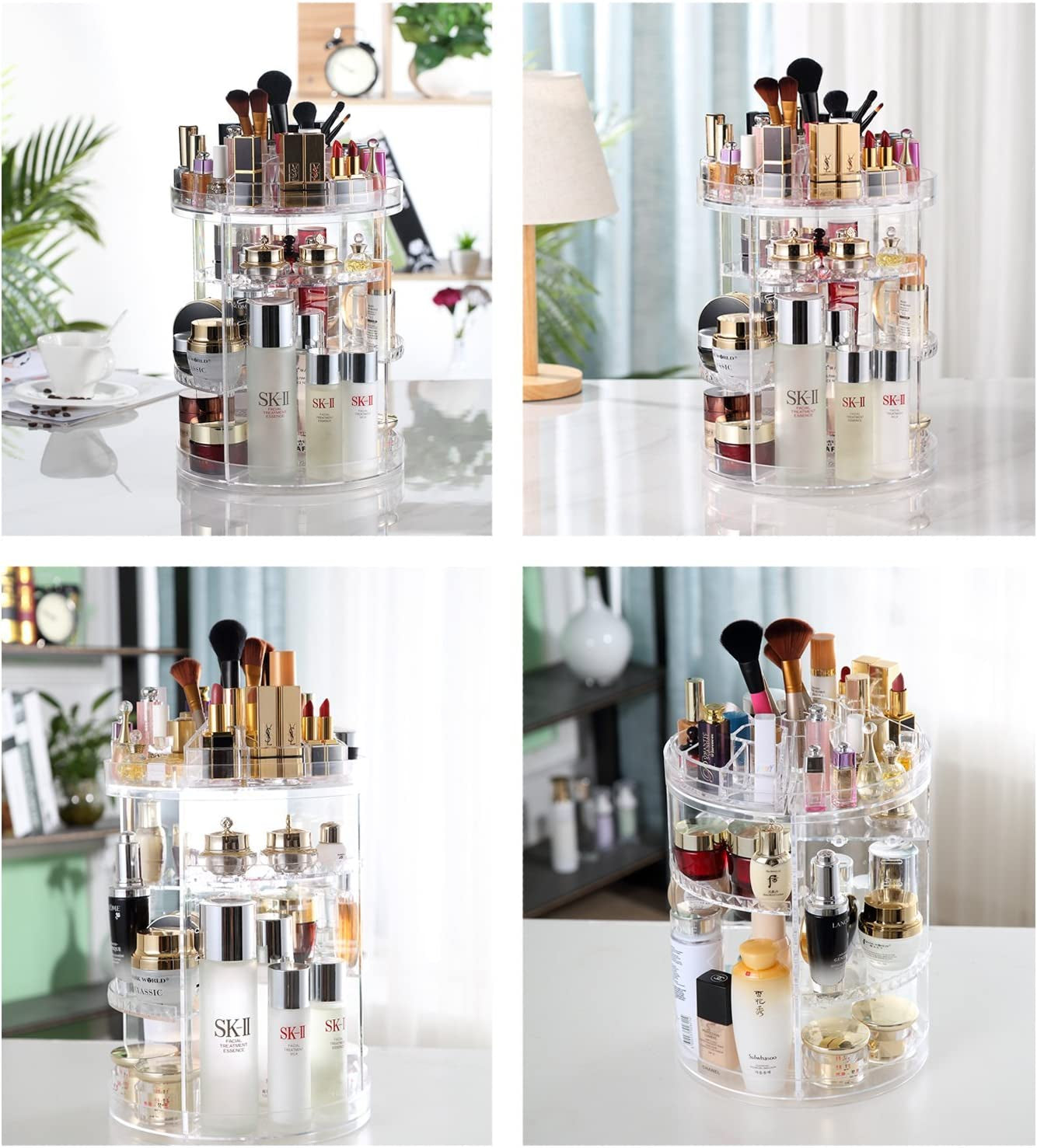 Makeup Organiser Rotating -Plus Size, 8 Layer Large Capacity 360 Degree Cosmetics Organiser, Spinning Make up Stand, Clear Skincare Makeup Carousel -Plus Size