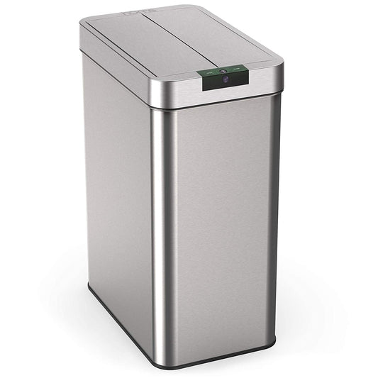 21 Gallon Automatic Trash Can for Kitchen - Stainless Steel Garbage Can with No Touch Motion Sensor Butterfly Lid and Infrared Technology with AC Power Adapter