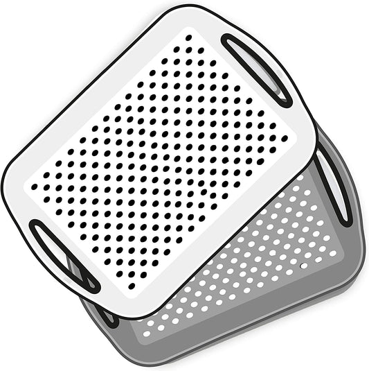 - Set of 2 anti Slip Food Tray Rectangular Top and Bottom Non Slip Tray Plastic | Trays for Eating Dinner & Drinks W/ High Grip Rubber Surface, Easy Grip | Serving Tray with Handles (Grey&White)