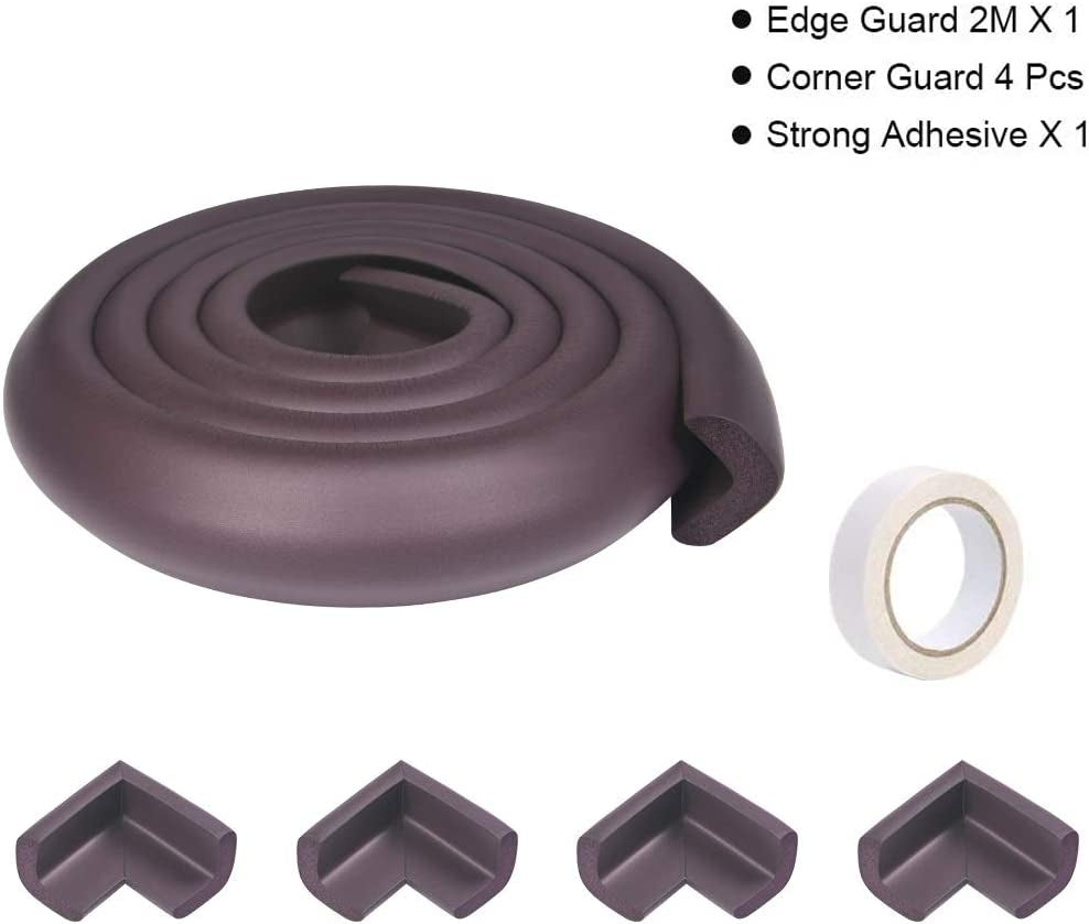 Edge Protectors, 2 M Foam Safety Strip and 4 Corner Cushion Protector Set, Edge Corner Guards for Baby (Purple)