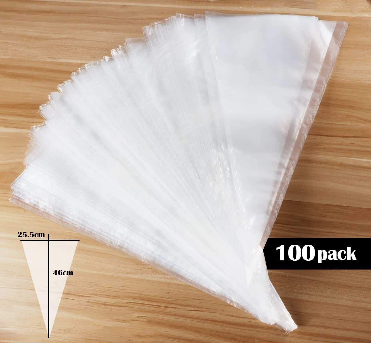 100 Pack Pastry Bags Thickened 18-Inch Disposable Decorating Icing Piping Bags with 4 Icing Bag Ties