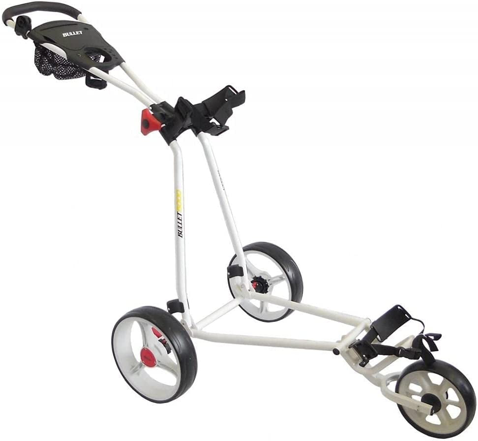 Bullet White 5000 Deluxe Wheeled Folding Golf Trolley 3 Wheel Roller Cart XBU420309