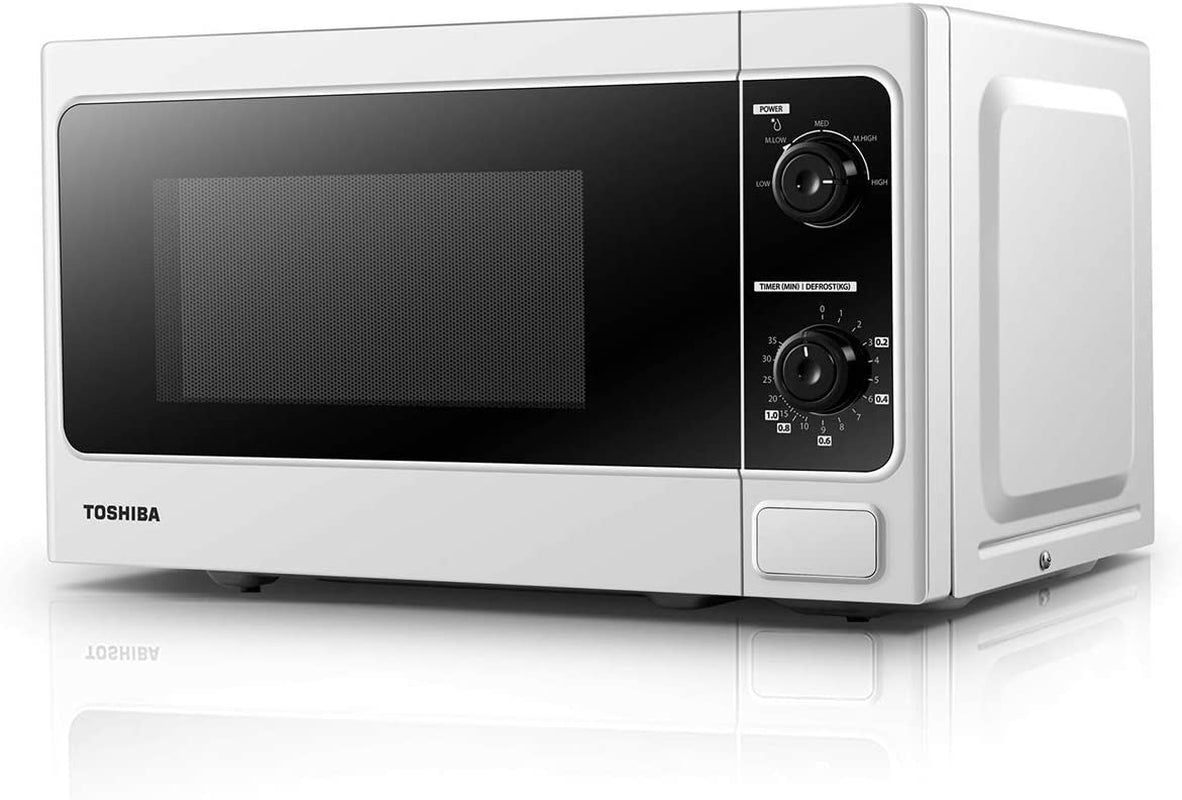 800W 20L Microwave Oven with Function Defrost and 5 Power Levels, Stylish Design – White - MM-MM20P(WH)