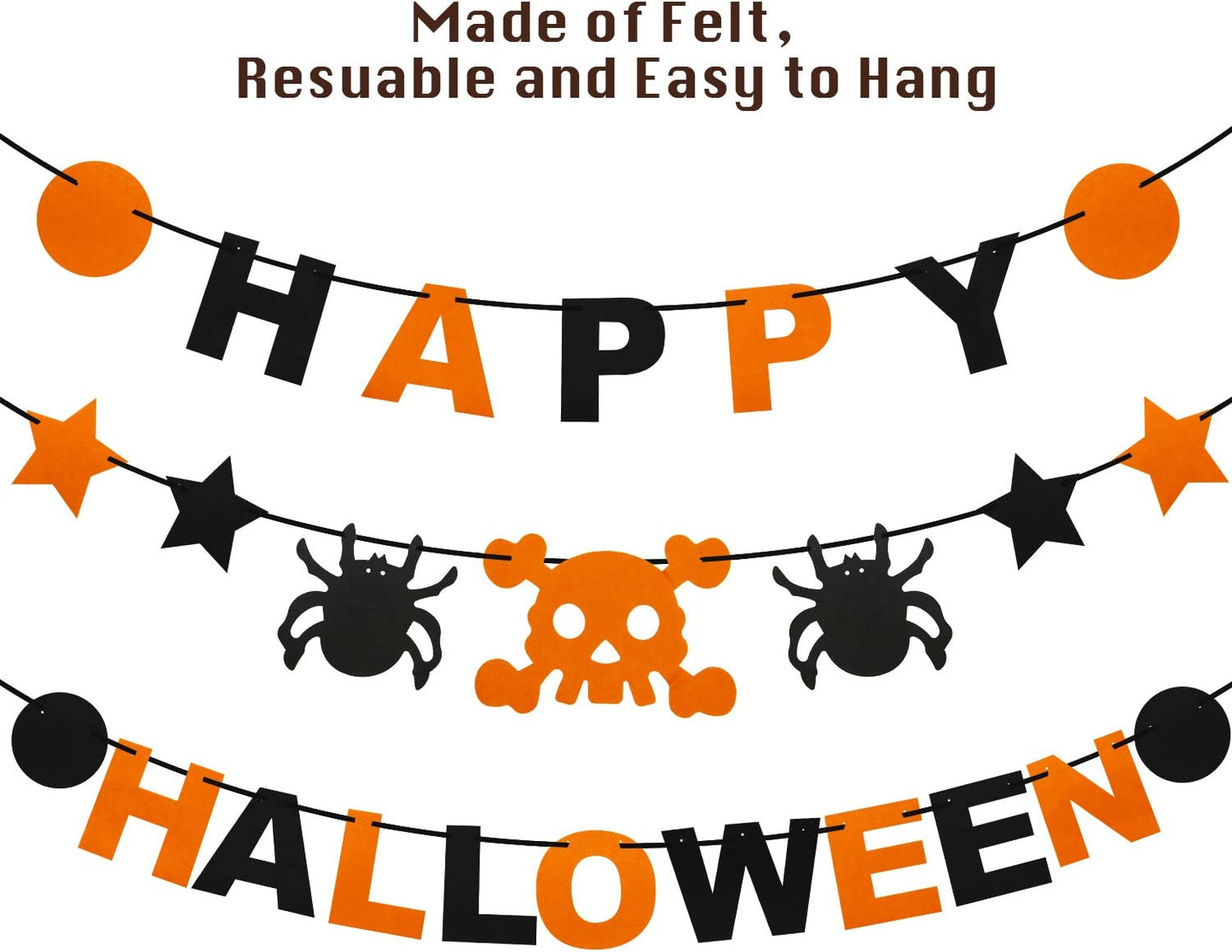 Halloween Party Decorations, 3Pcs Happy Halloween Banner Pumpkin Ghost Banner and Halloween Balloons for Halloween Indoor Outdoor Décor