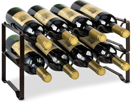 2 Tier Stackable Wine Rack Freestanding 8 Bottles Organizer Holder Stand Countertop Liquor Storage Shelf