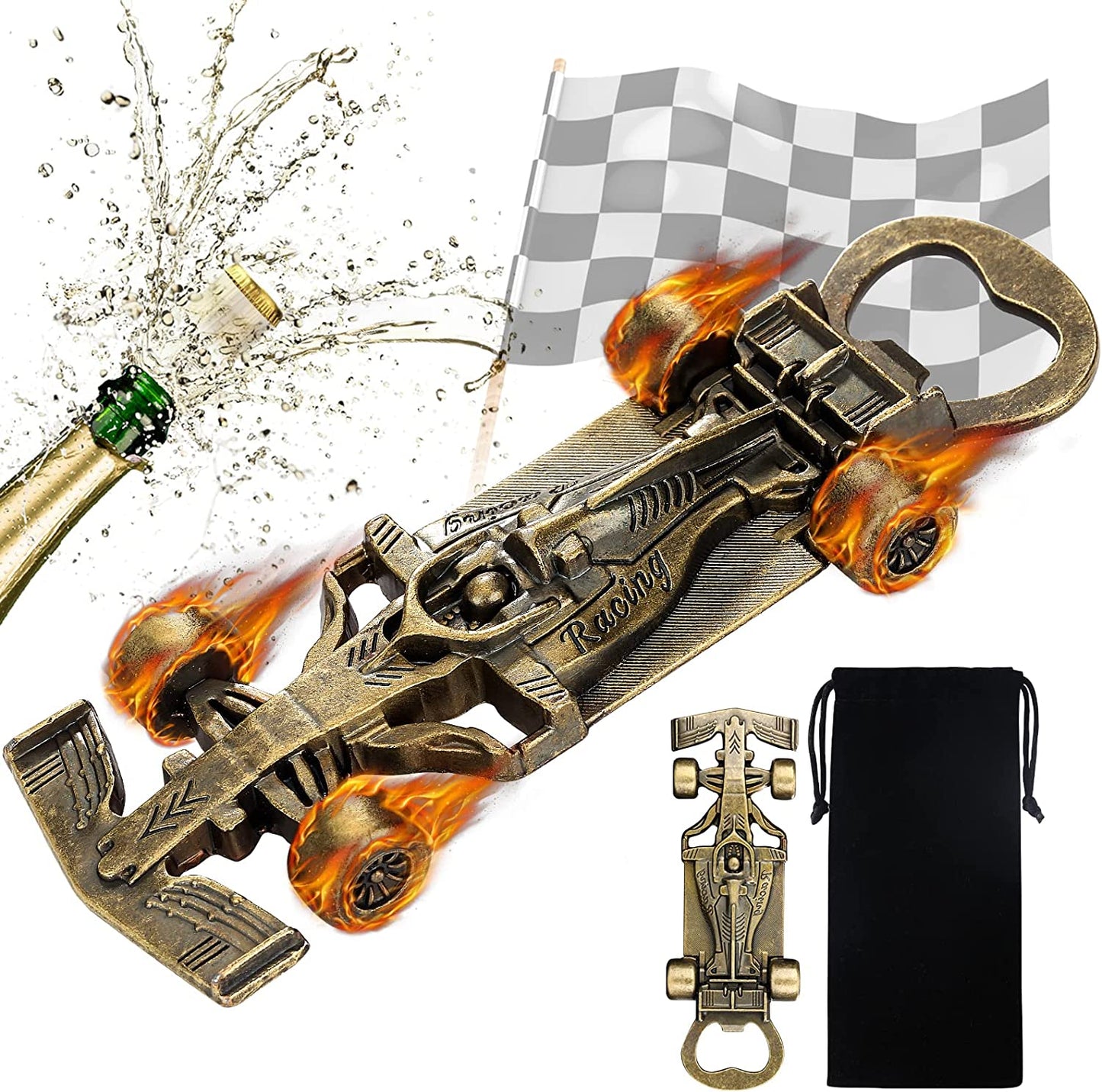 Formula 1 Gifts, F1 Merchandise, Unique Beer Gift for Men, Newest F1 Car Bottle Opener, Novelty Fathers Day Gift Birthday Gift for Him Dad Husband Grandpa Boyfriend（Bronze）