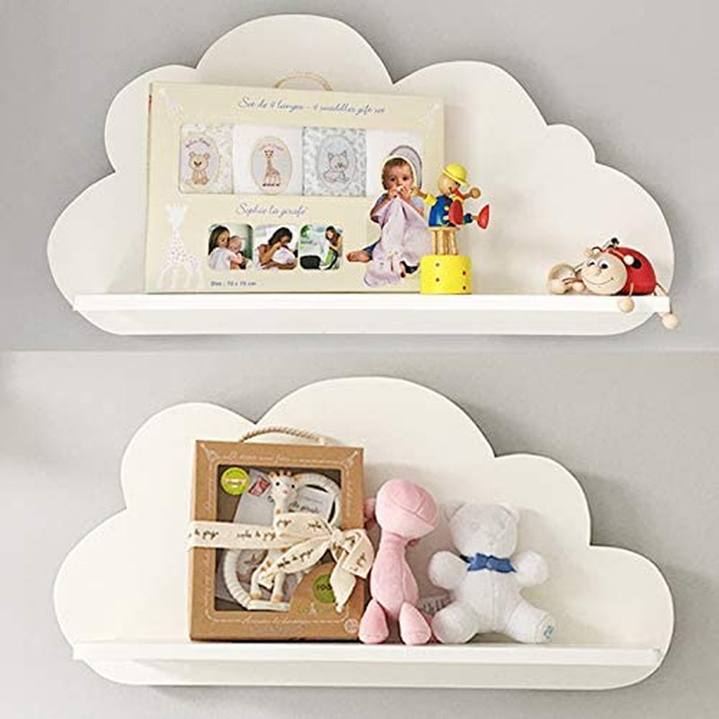 Cloud Shelves for a Children’S Nursery Floating Shelf Design (Pair - 2X Shelves) Shelving Child'S Bedroom Themed Boy/Girl - Available in White, Grey, Blue or Pink (White)