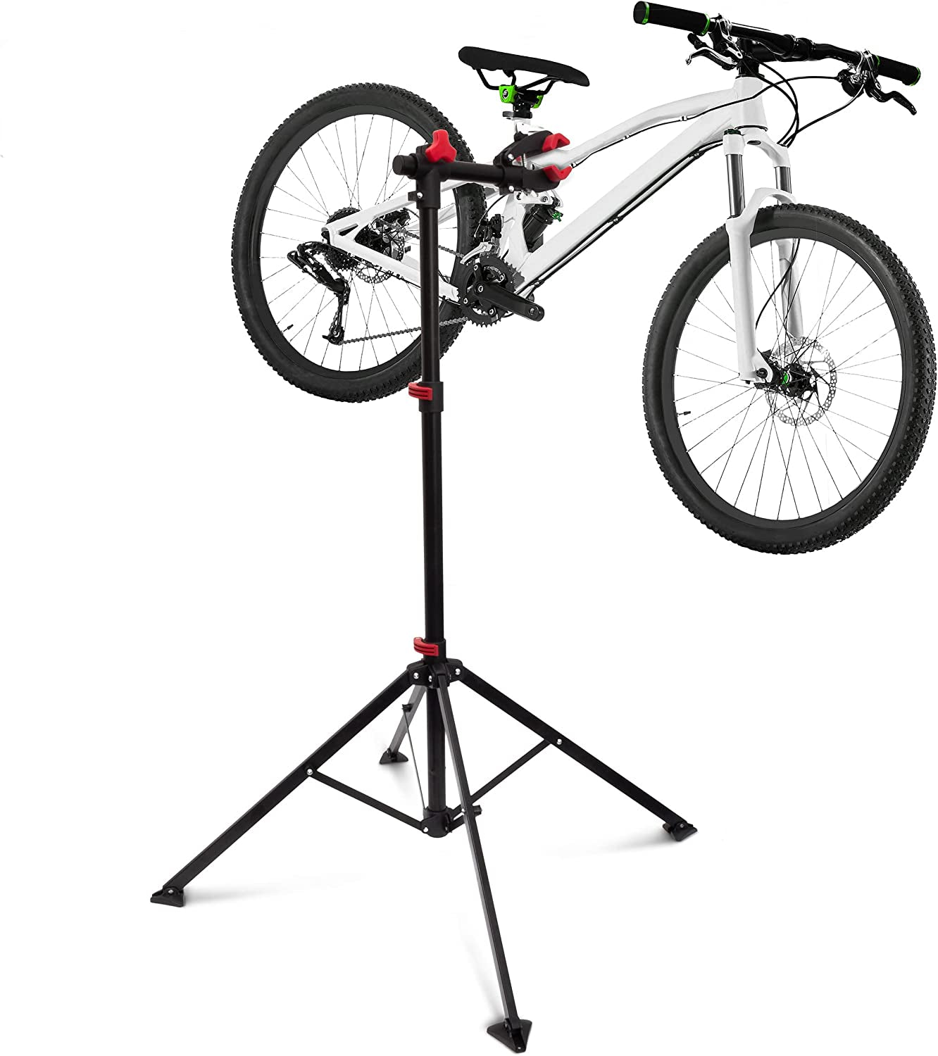 Bicycle Stand with Tool Storage, for Bike Maintenance & Folding and Adjustable, W 4 Legs, Steel, Black