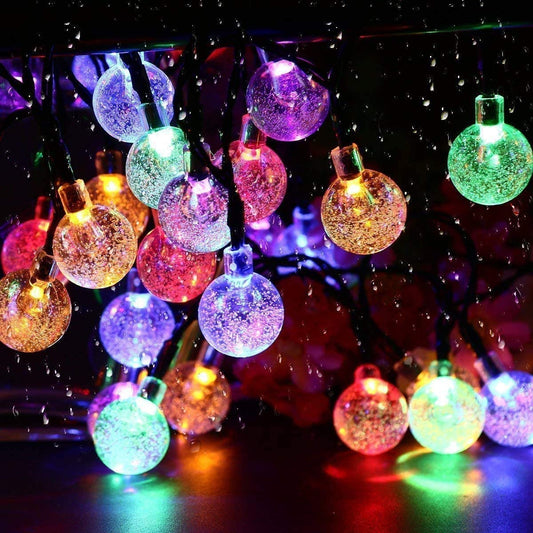 Solar Garden Lights, 50 LED 24Ft Outdoor String Lights Multi-Coloured Waterproof Crystal Ball Fairy Christmas Lights, Decorative Lighting for Home, Garden, Patio, Yard, Christmas