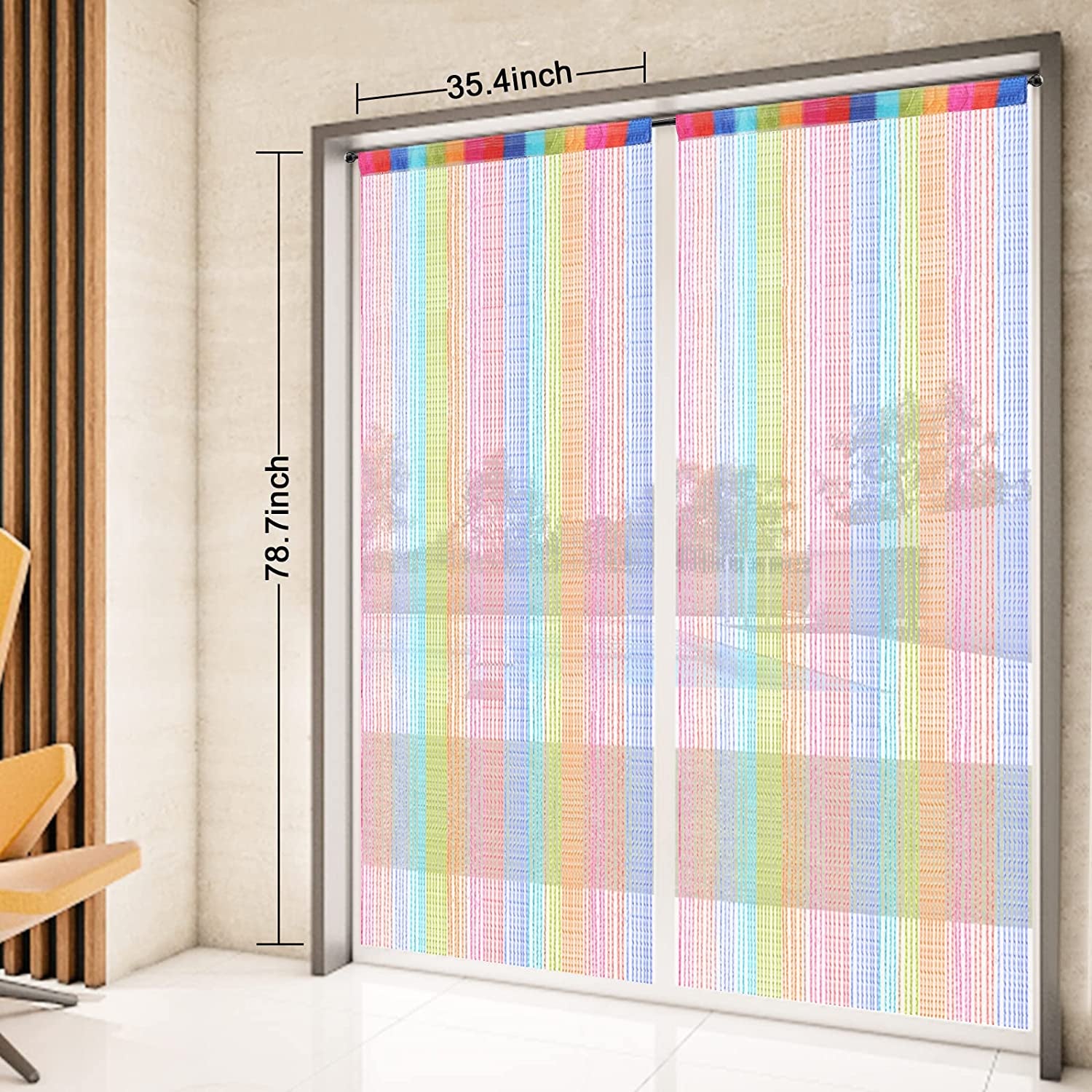 Retro Plain Tassel Door Curtains Screen String for Doorways Divider or Window Curtain Panel 90X200Cm Fly Screen Panels