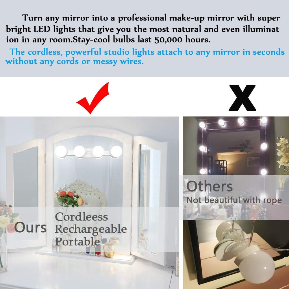 Large Hollywood Mirror Makeup Vanity Dimmable LED Bulb Light Up Dressing  Mirrors | eBay