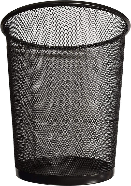 Circular Mesh Wastebasket Trash Can, Waste Basket Garbage Can Bin for Bathrooms, Kitchens, Home Offices, Dorm Rooms(Black)