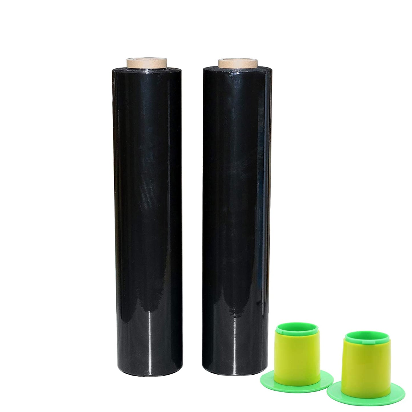 2 Pack Industrial Black Pallet Stretch Wrap Cling Film 20Mic X 400Mm X 260M with Plastic Rolling Handle.Durable Self-Adhering Packing,Moving,Packaging,Heavy Duty Shrink Film -