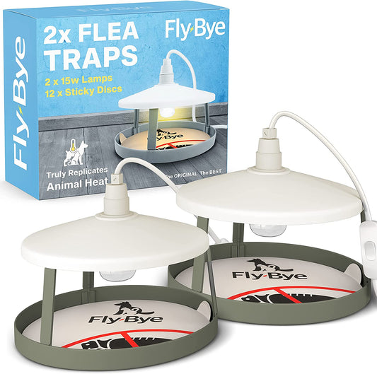 2X Ultimate Flea Traps with 12 Sticky Discs - Flea Treatment for House - Flea Killer for Home - Less Hassle than Flea Bombs for the Home - Truly Replicates Animal Body Heat