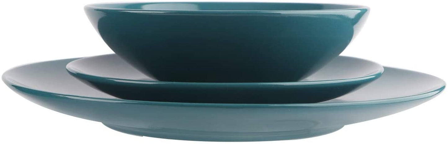 18-Piece Stoneware Dinnerware Set - Deep Teal, Service for 6