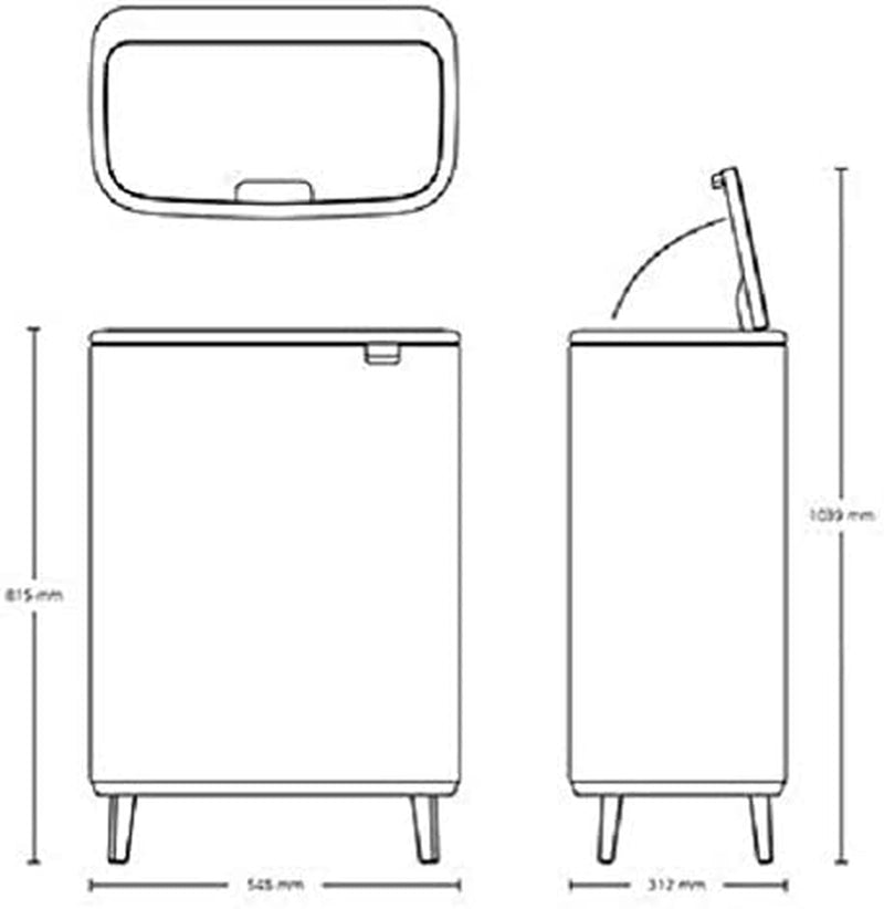 Bo Touch Bin Hi - 2 X 30 Litre Inner Buckets (Matt Black) Waste/Recycling Kitchen Bin