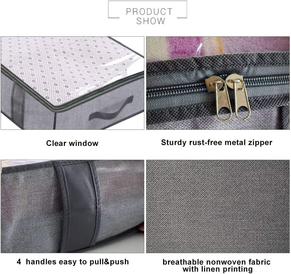 under Bed Storage Organiser Boxes, Clothes Storage Bags for Towel, Duvet, Blanket, Bedding, Fabric, Clothing & Wardrobe Storage, under Cot Storage Box- 2 Sets