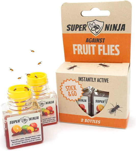 Fruit Fly Trap - 2 Pack - Highly Effective Ecological Fruit Fly Traps Indoor - Environmentally Responsible Fruit Fly Killer - User Friendly - up to 3 Weeks per Bottle