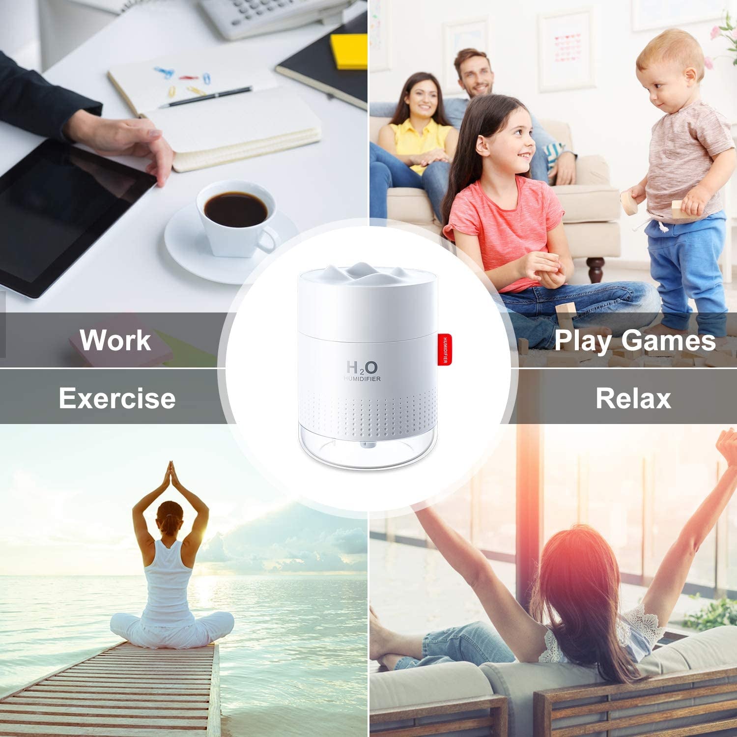 Humidifiers, 500ML Humidifier for Bedroom with Night Light, Humidifiers for Home and Plants, Humidifiers for Baby with 10~16 Working Hours, Waterless Auto-Off, for Home Baby Office