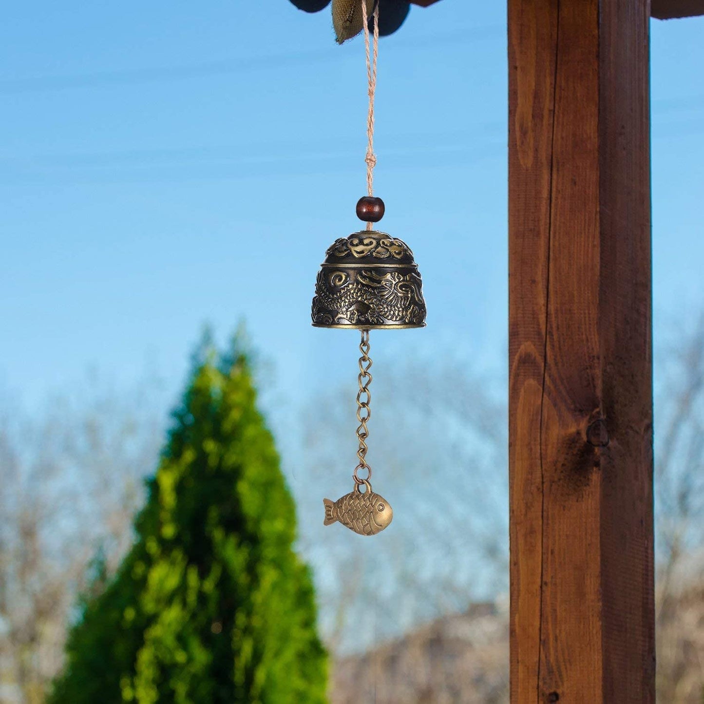 2 Pieces Fengshui Bell Vintage Dragon Bell Fengshui Wind Chimes for Home Garden Hanging Good Luck Blessing