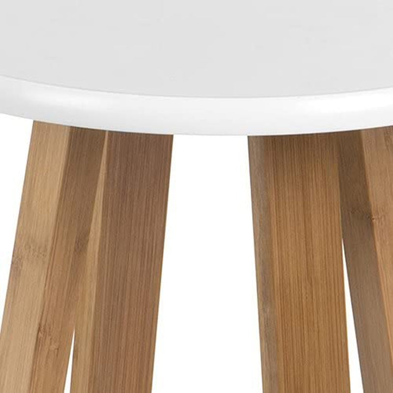 Bamboo Kitchen Stool Wooden Bar Stool round Kitchen Stools Bar Stools Bar Stool Stool Chair Wooden Stool White 43H X 30W X 30D Cm