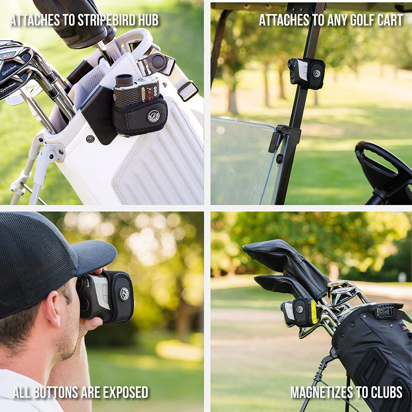 - 2.0 Slim Golf Magnetic Rangefinder Wrap Mount (Form Fitting Strap) - Easily Access Range Finder Device While You Golf - Buckle-Less Strap