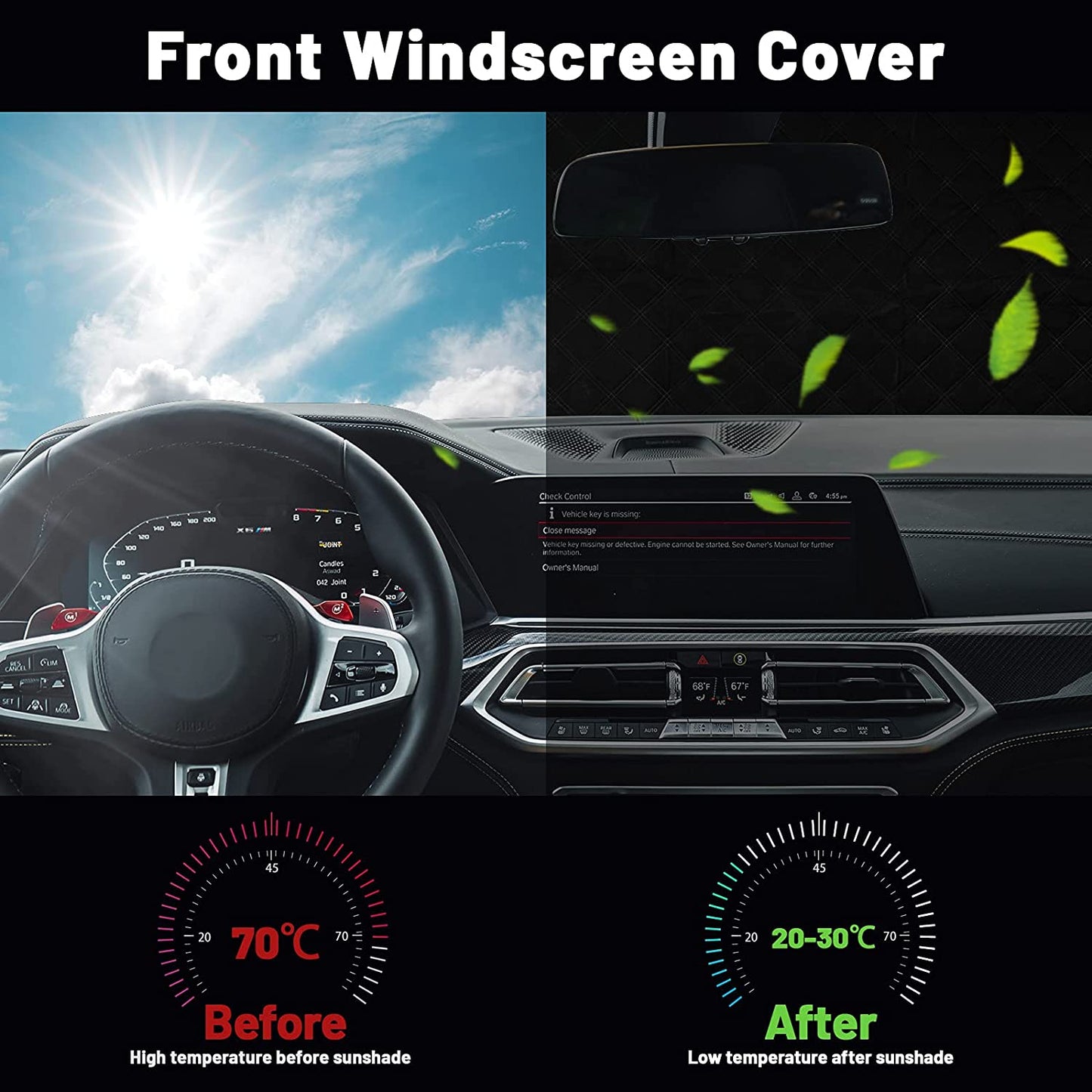 Car Front Windshield Magnetic Snow Cover, Car Windshield Sun Shade,Waterproof Snow,Ice,Frost Defense4 Layers Windshield Winter Cover Fits for Most Cars,Essential Front Window Winter/Summer Accessories