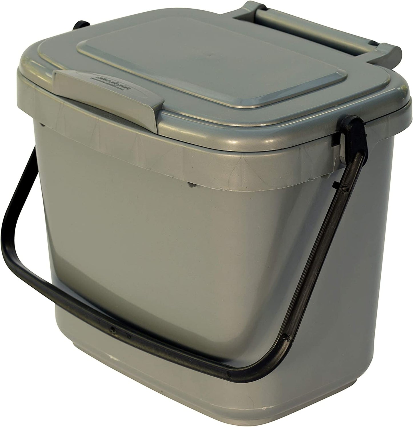 Silver Grey Kitchen Compost Caddy (5L - Small) - for Food Waste Recycling (5 Litre) - 5L Plastic Composting Bin