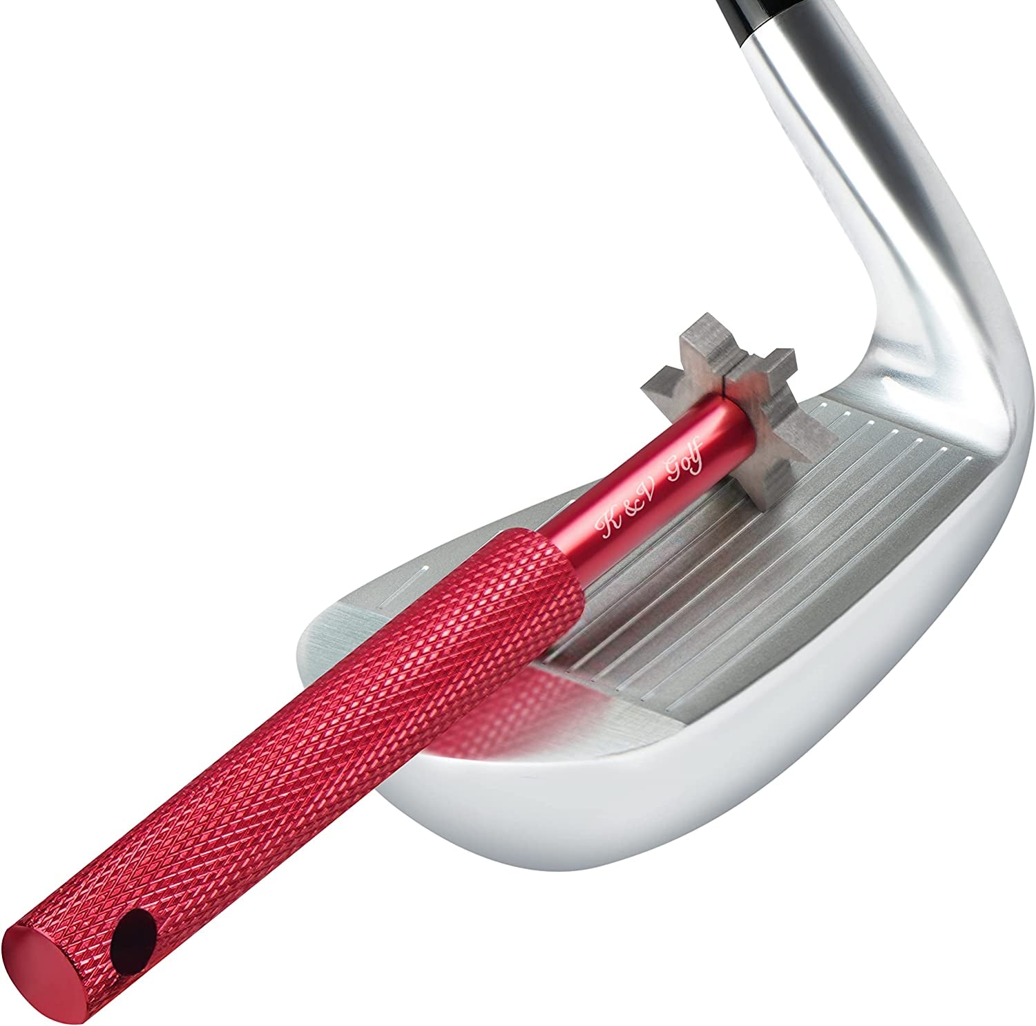 K & V Golf Golf Club Groove Sharpener Tool - Golf Club Cleaner with 6 Cutters for Pitching, Sand, Lob & Gap Wedges & All Irons - 6 Heads Re-Grooving Cleaning Tool - Improves Backspin & Ball Control