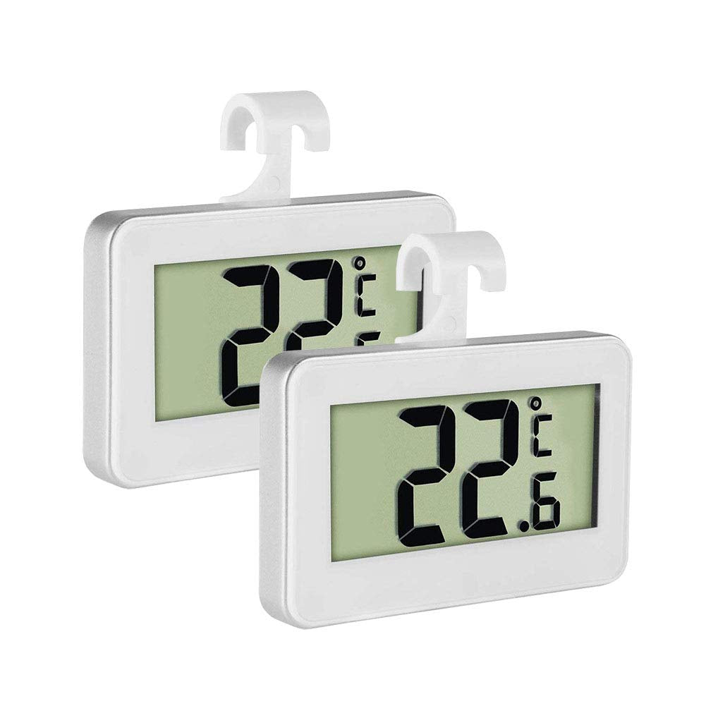 Fridge Thermometer Refrigerator Thermometer, Pack of 2 LCD Digital Fridge Freezer Thermometer Monitor with Hanging Hook and Retractable Stand