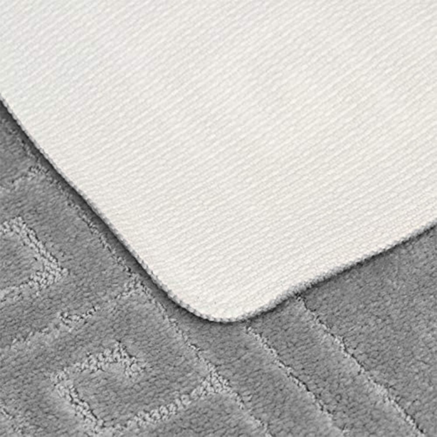 New Greek Style 2 Piece Bath Mat Set Non-Slip 13 Colours (Grey)