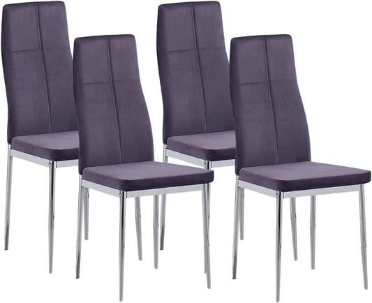 Dining Chairs Set of 4 Modern Kitchen Chairs with Chrome Legs Dining Room Living Room Furniture,Grey