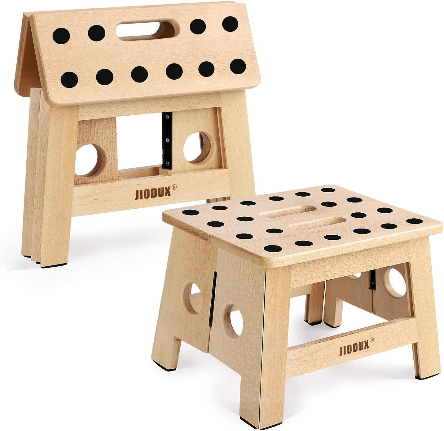 Wooden Step Stool, Non Slip Foldable Step Stool for Kids, Small Wood Stool Perfect for Kitchens Bedrooms Kids Rooms-Patented Product