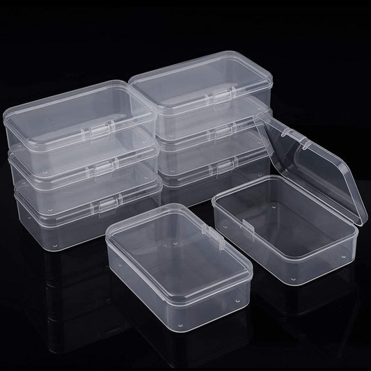 8 Pack Clear Plastic Bead Storage Containers Box with Lid, Bead Storage Box Jewelry Earplugs Storage Box for Small Items, Craft, Jewelry Finding, Hardware, Tiny Beads, Coin, Candy (3.26X 2.12X 1 Inch)