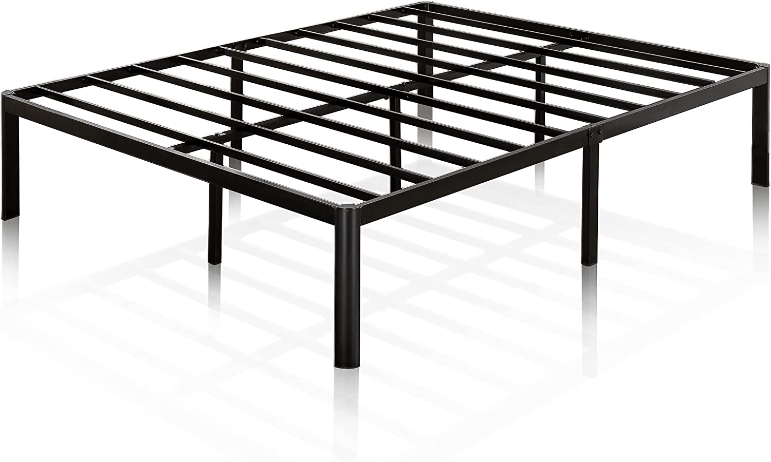 Van 41 Cm Metal Platform Bed Frame | Steel Slat Support | Easy Assembly | under Bed Storage | Double | Black