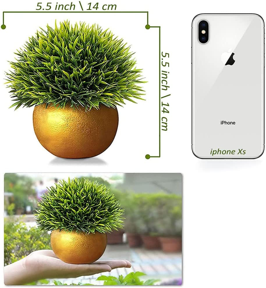 Lifelike Artificial Plants Plastic Grass Plants with Pots for Home/Office Decor (Gold-2)