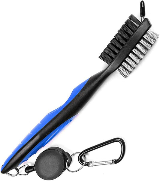 Golf Club Brush - Club Groove Cleaner Lightweight Brush with 2 Ft Retractable Zip-Line Aluminum Carabiner