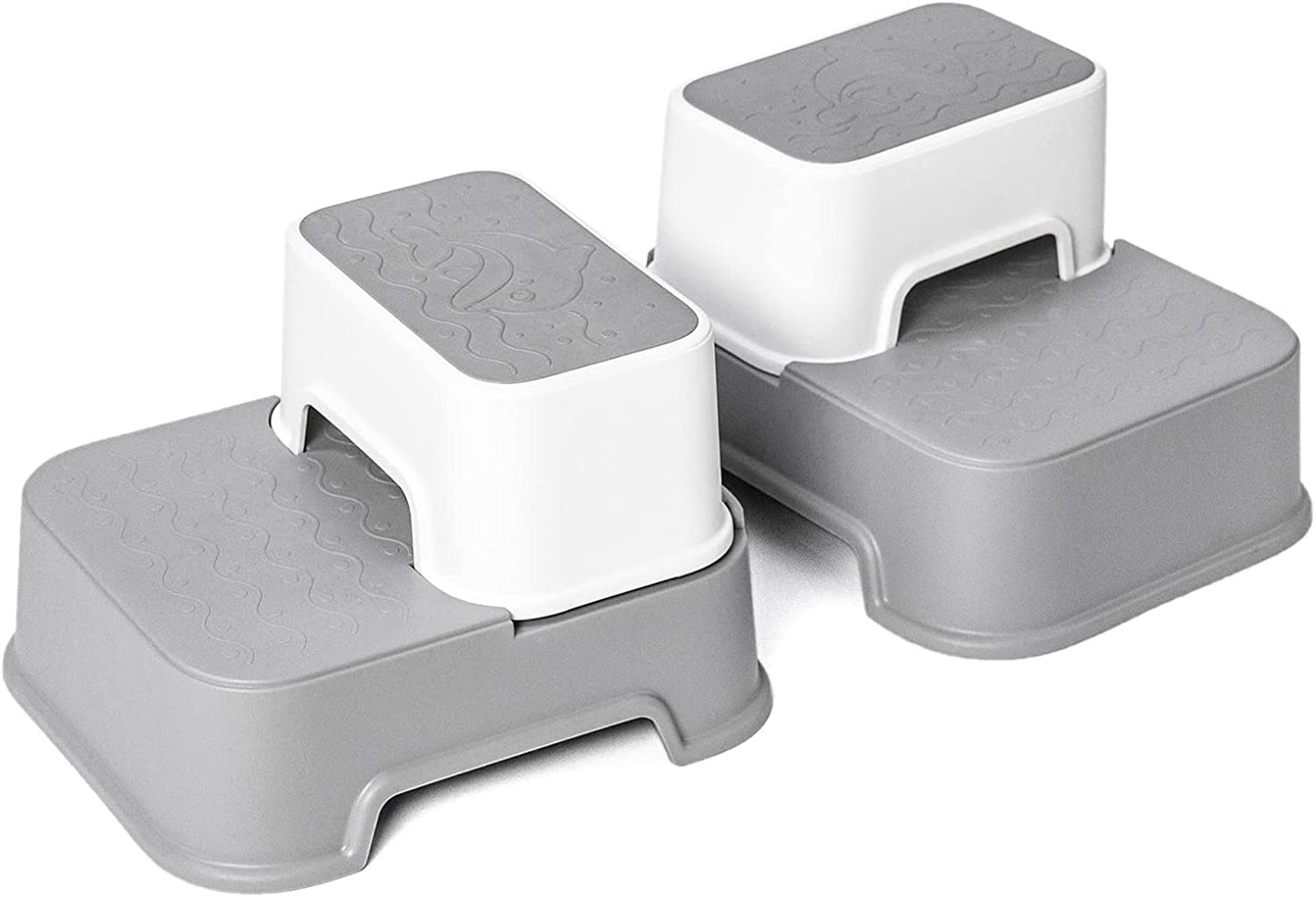 Two Step Stool for Kids(2 Packs),Toddler Step Stool for Potty Training,Toilet Stool,Kids Stool for Sink, Slip Resistant (Grey, 2 Packs)