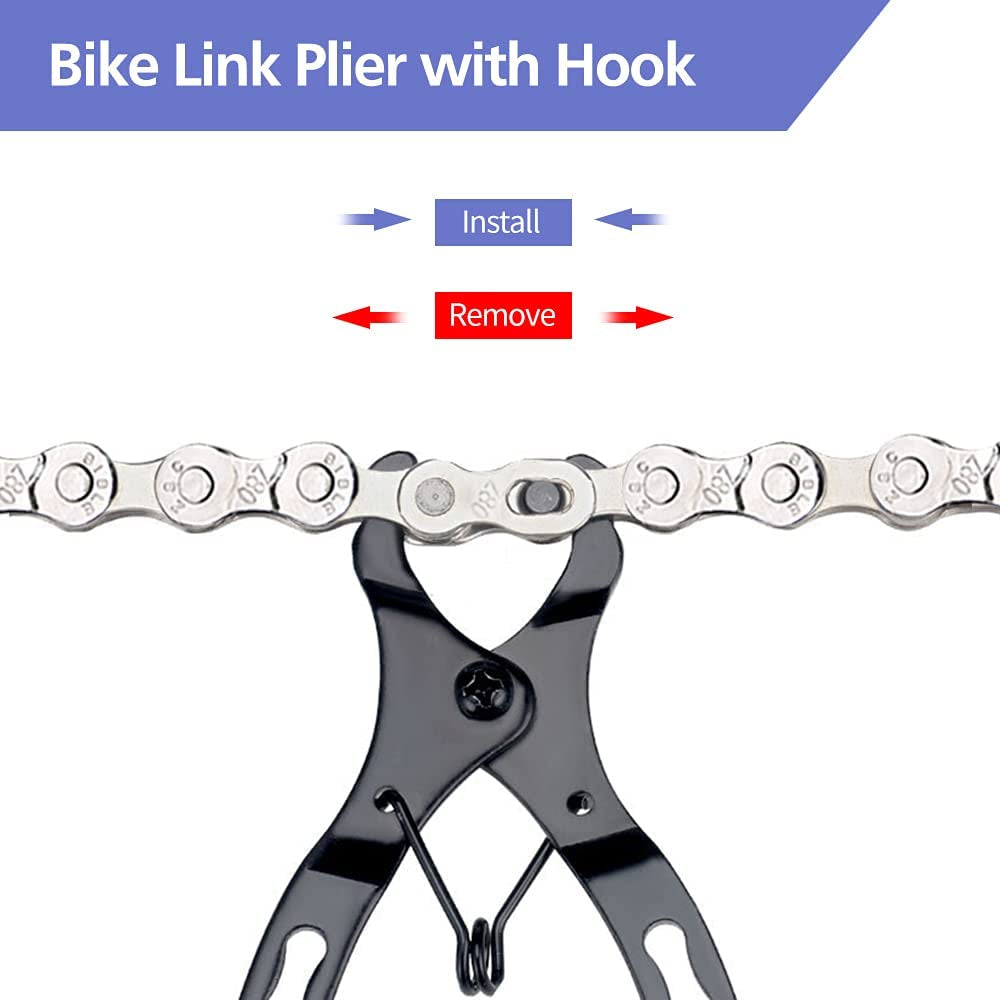 6/7/8 Speed Bike Chain Kit, Multi-Function Bicycle Mechanic Repair Kit, Chain Breaker and Bike Link Plier with Hook, 1/2×3/32 Inch 116 Links with 6 Pairs Bicycle Buckle