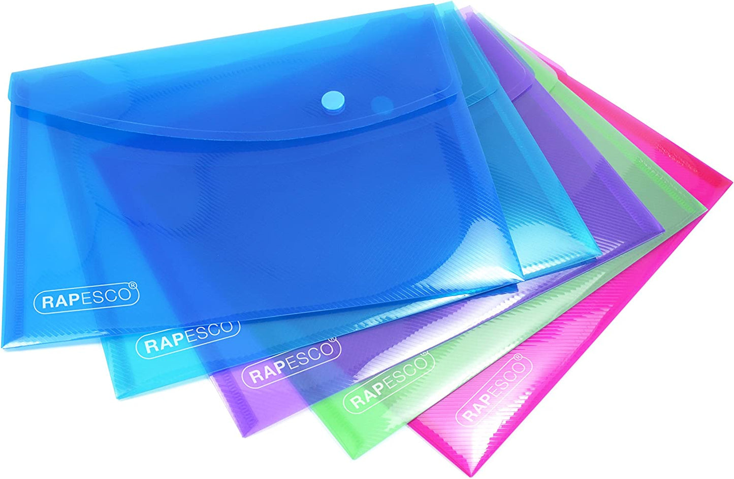 0689 Bright Transparent Popper Wallet, A5, Assorted Colours, Pack of 5