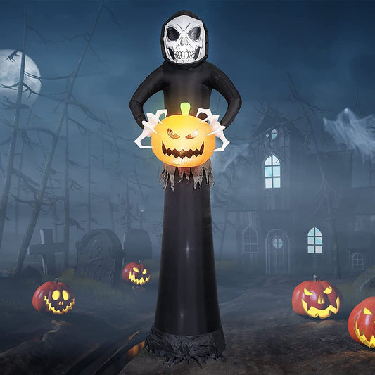 8.8 Ft Halloween Inflatables Ghosts with LED Lights, Halloween Huge Sickle Ghost Pumpkin Grim Reaper Inflatables Outdoor Indoor Decoration Yard Garden Veranda Halloween Party Decorations