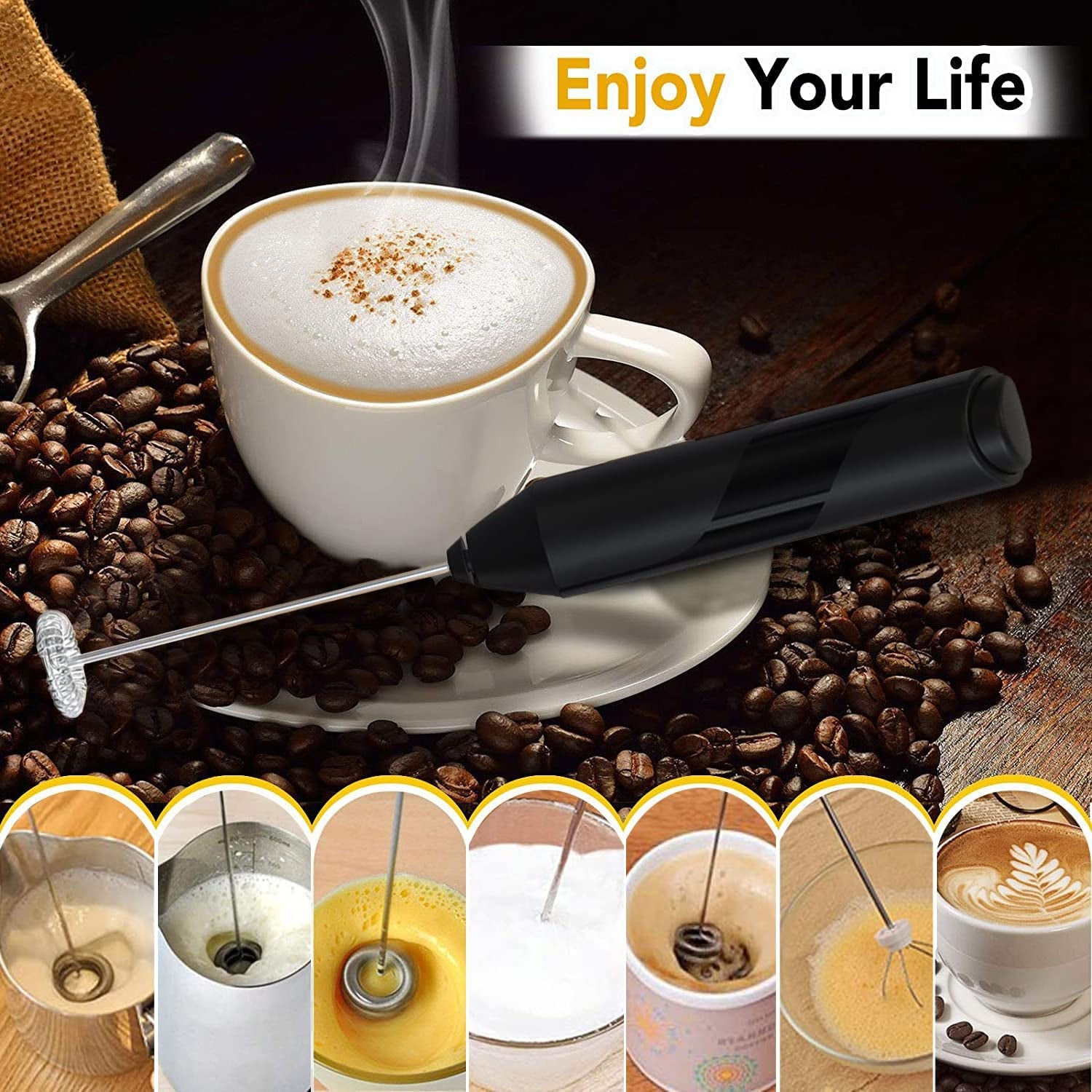 Handheld Electric Coffee Foamer Stir Stick Blender Milk Frother Whisk Foam  Maker