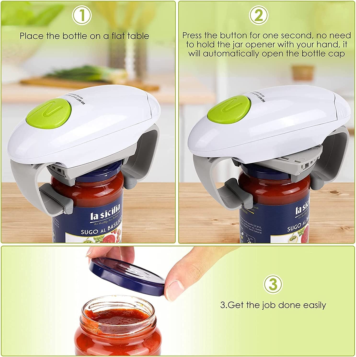 Electric Jar Opener, Strong Tough Automatic Jar Opener for New Sealed Jars,The  Hands Free Jar Opener for Weak Hands,Chef's and Seniors with Arthritis 