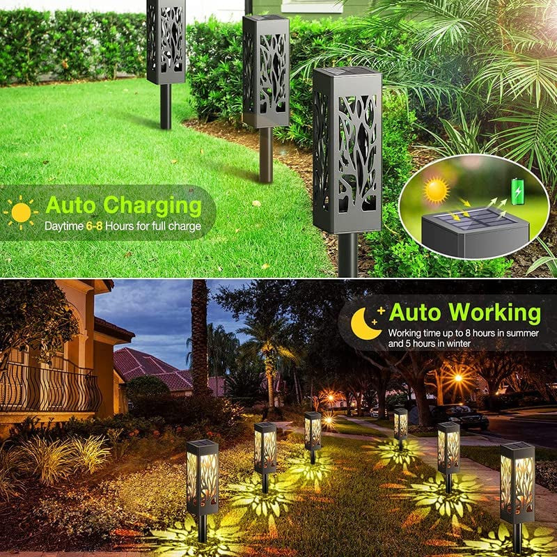 Solar Lights Outdoor, 6 Pack Garden Lights Solar Powered with Warm White LED Lights, Waterproof Solar Ornament Lights for Patio, Yard, Pathway Dusk to Dawn Auto On/Off