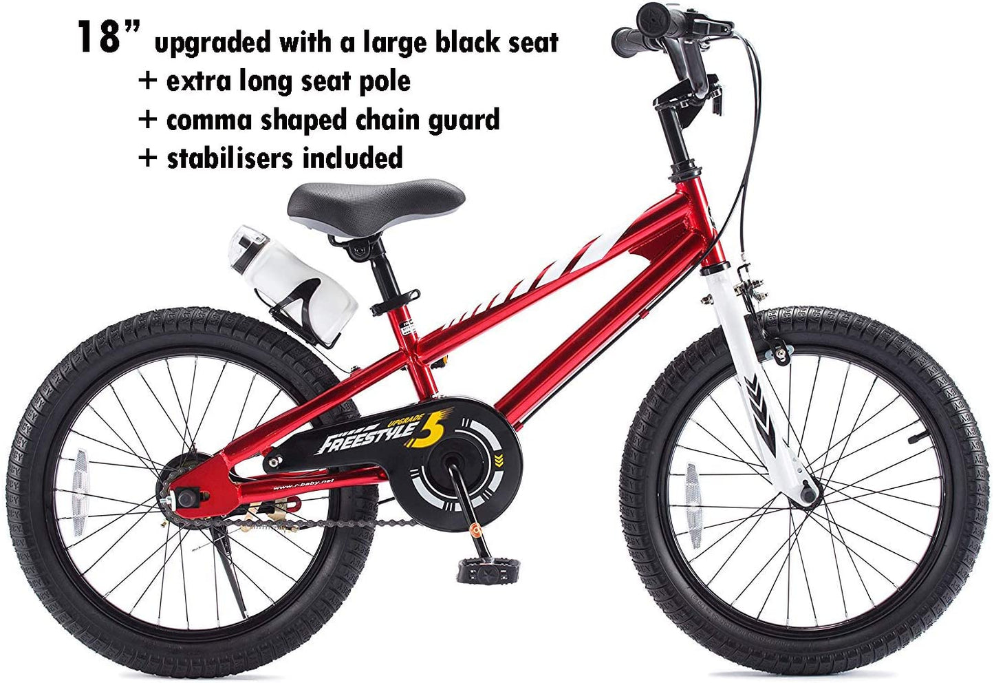 Freestyle Boy’S Girl’S Kids Children Child Bike Bicycle 6 Colours, 12”, 14”, 16”, 18” with Stabilisers, Water Bottle and Holder.